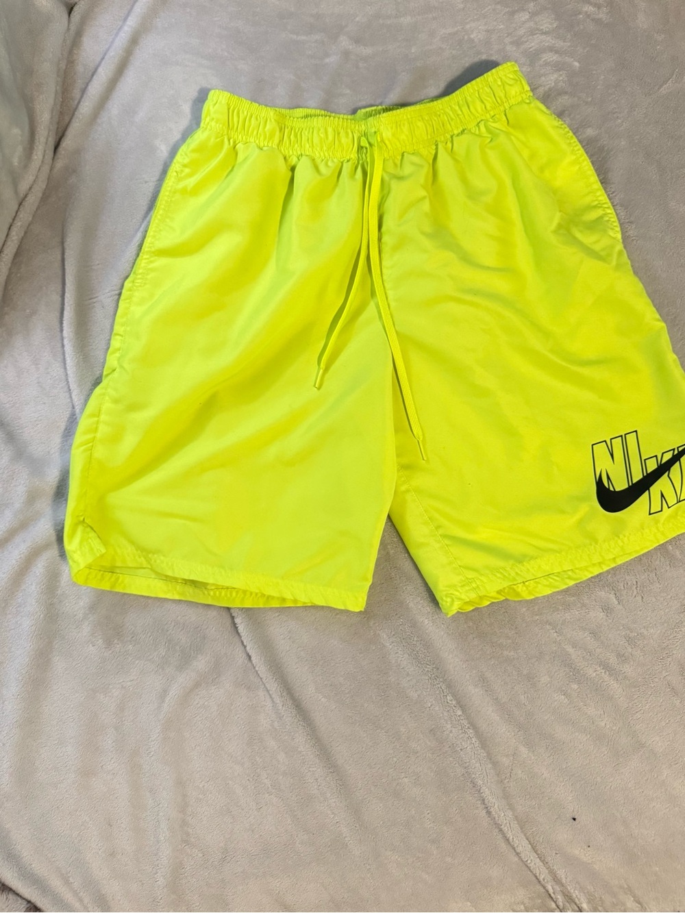 Nike Bright Yellow Elastic Swim Shorts with Black Swoosh